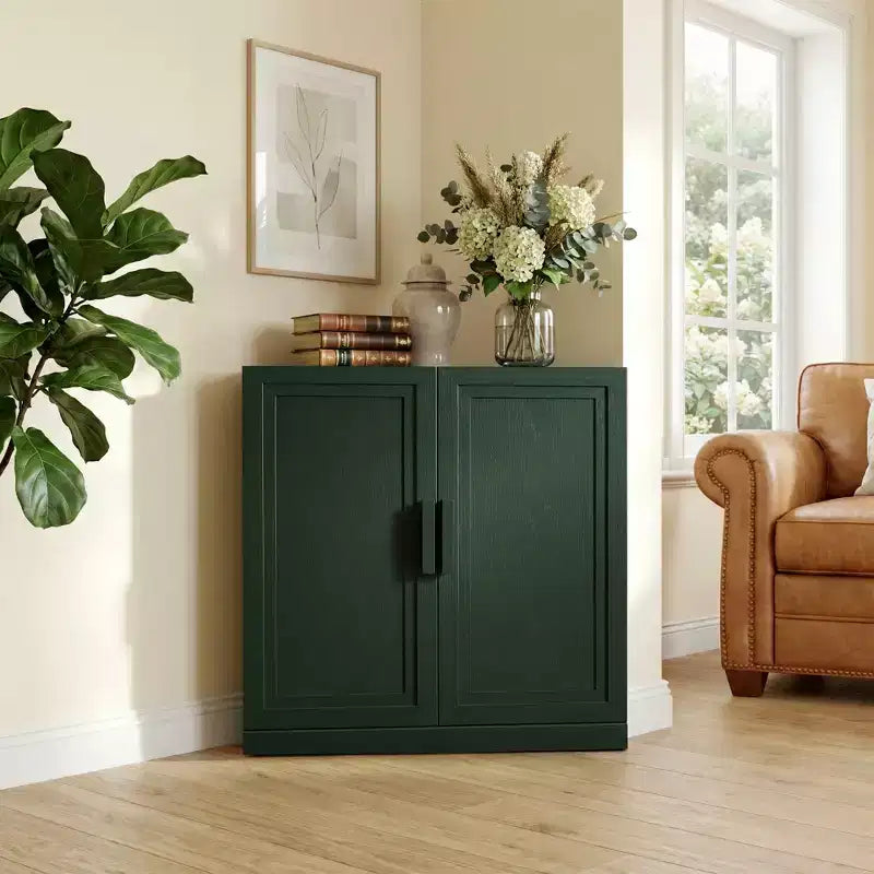 Meuble d’angle Dovelina avec étagères réglables, buffet, meuble à vin et meuble de cuisine et de salle à manger avec portes en bois - 31 po H x 31 po L, 36 po H x 31 po L