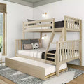 Letto a castello Max & Lily, singolo sopra matrimoniale con letto estraibile, in legno massello e stile scandinavo, per bambini