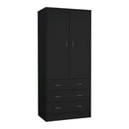 Armoire moderne à deux portes avec 3 tiroirs et 1 tringle pour chambre