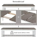 Ensemble de table à manger extensible de style champêtre pour 6 personnes, table rectangulaire et 6 chaises rembourrées