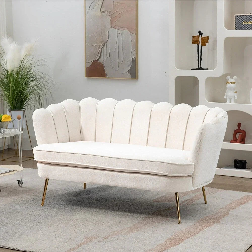 Small Mini Room Couch Two-Seater Sofa with Gold Metal Leg - 2 Seat
