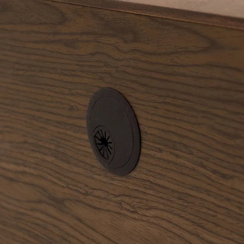 Meuble TV minimaliste avec tiroirs, console multimédia en bois massif avec placards, porte basculante, placage noyer, entièrement assemblée