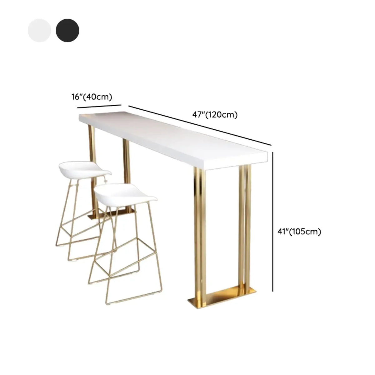 Tavolo da bar rettangolare di lusso in legno con base dorata a slitta per sala da pranzo