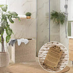 Cesto portabiancheria Casafield a 2 scomparti con coperchio e sacchetti foderati rimovibili, selezionatore in giacinto d'acqua intrecciato per i vestiti