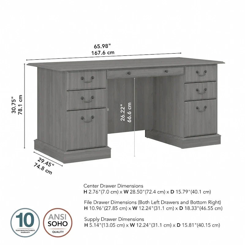 Scrivania direzionale Bush Furniture Saratoga con cassetti e vano portaoggetti
