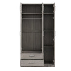 Armoire à miroirs à 3 portes avec 2 tiroirs et placard supérieur