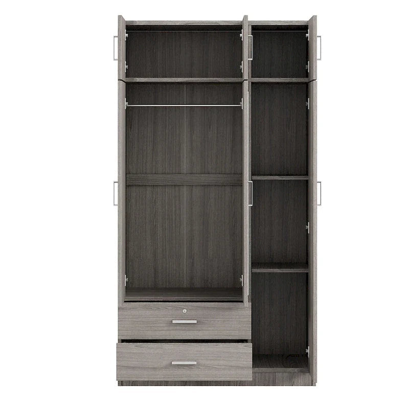 Armoire à miroirs à 3 portes avec 2 tiroirs et placard supérieur