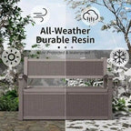 Wetterfeste Aufbewahrungsbank aus Kunststoff mit abschließbarem Geheimfach – Rattanoptik, Tragfähigkeit 226,8 kg, 265 Liter Stauraum