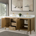 Meuble-lavabo Vanity Art 72 à double vasque avec plateau en marbre reconstitué