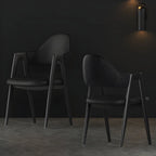 Modern Leather Curved Open Back Arm Dining Chair