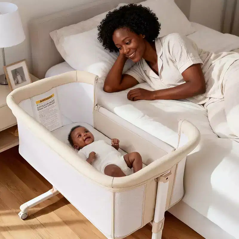 Baby Bassinet with Wheels ??Beige / Gray / Pink, Bedside Sleeper, for 1 Baby
