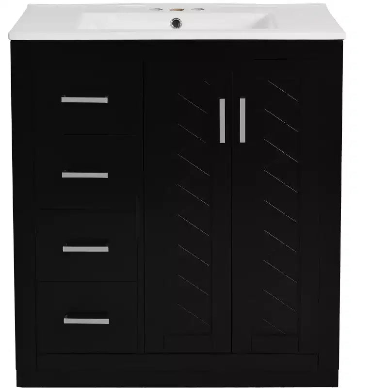 Meuble-lavabo de salle de bains simple de 30 pouces avec meuble et 3 tiroirs ??Noir / Bleu / Vert / Indigo / Blanc