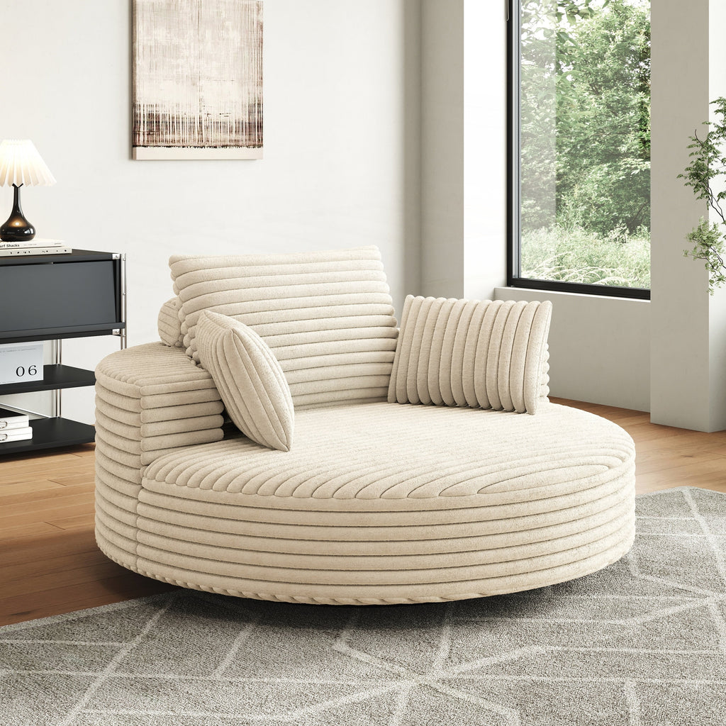 Fauteuil pivotant individuel en mousse et chenille côtelée