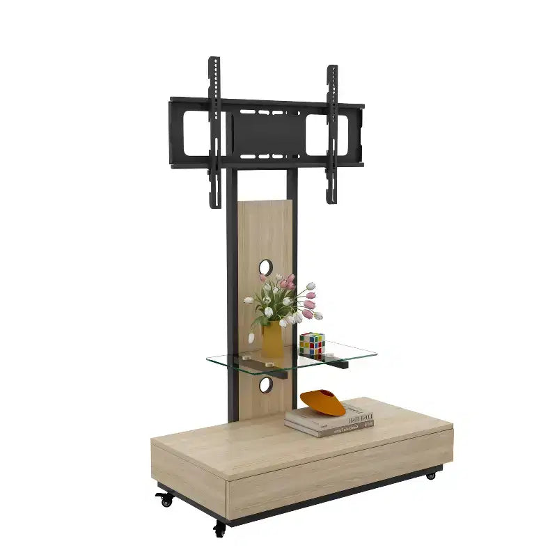 Meuble TV pour téléviseurs de 32 à 75 pouces, chariot TV mobile à hauteur réglable avec tiroir et roulettes pour le salon, la chambre et le bureau - ModernLuxe