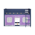 Lit superposé bas Max & Lily, 2 couchages simples, avec rideaux