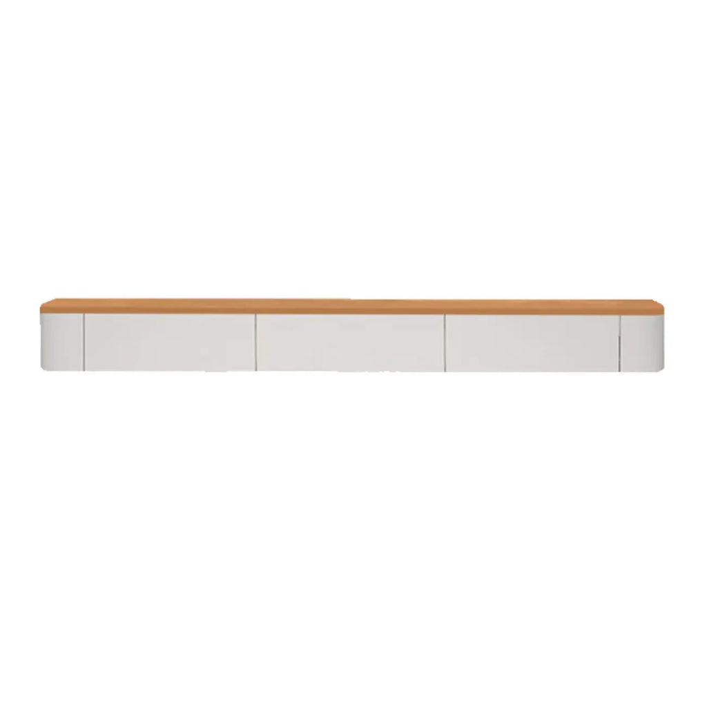 Mobile TV sospeso moderno, lungo e bianco, in legno, con cassetti
