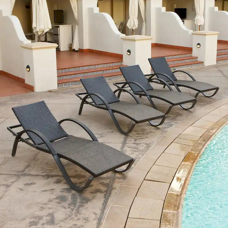 Ensemble Deco de 4 chaises longues de jardin en aluminium