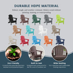 Polytrends Laguna Fade Resistant All Weather Outdoor Patio Folding Adirondack Chair