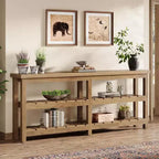 Table console extra longue Tribesigns de 180 cm, table d’entrée de style campagne à 3 niveaux, table en bois derrière le canapé pour salon, couloir et vestibule