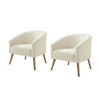 Fauteuil bouclé moderne Sheila de 30 W avec pieds en bois massif, lot de 2, par HULALA HOME