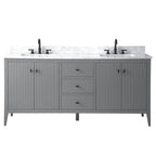 Meuble-lavabo Vanity Art 72 à double vasque avec plateau en marbre reconstitué
