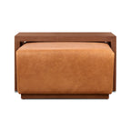 Pouf Jarmo Poly & Bark con tavolino regolabile in noce, vera pelle italiana pieno fiore