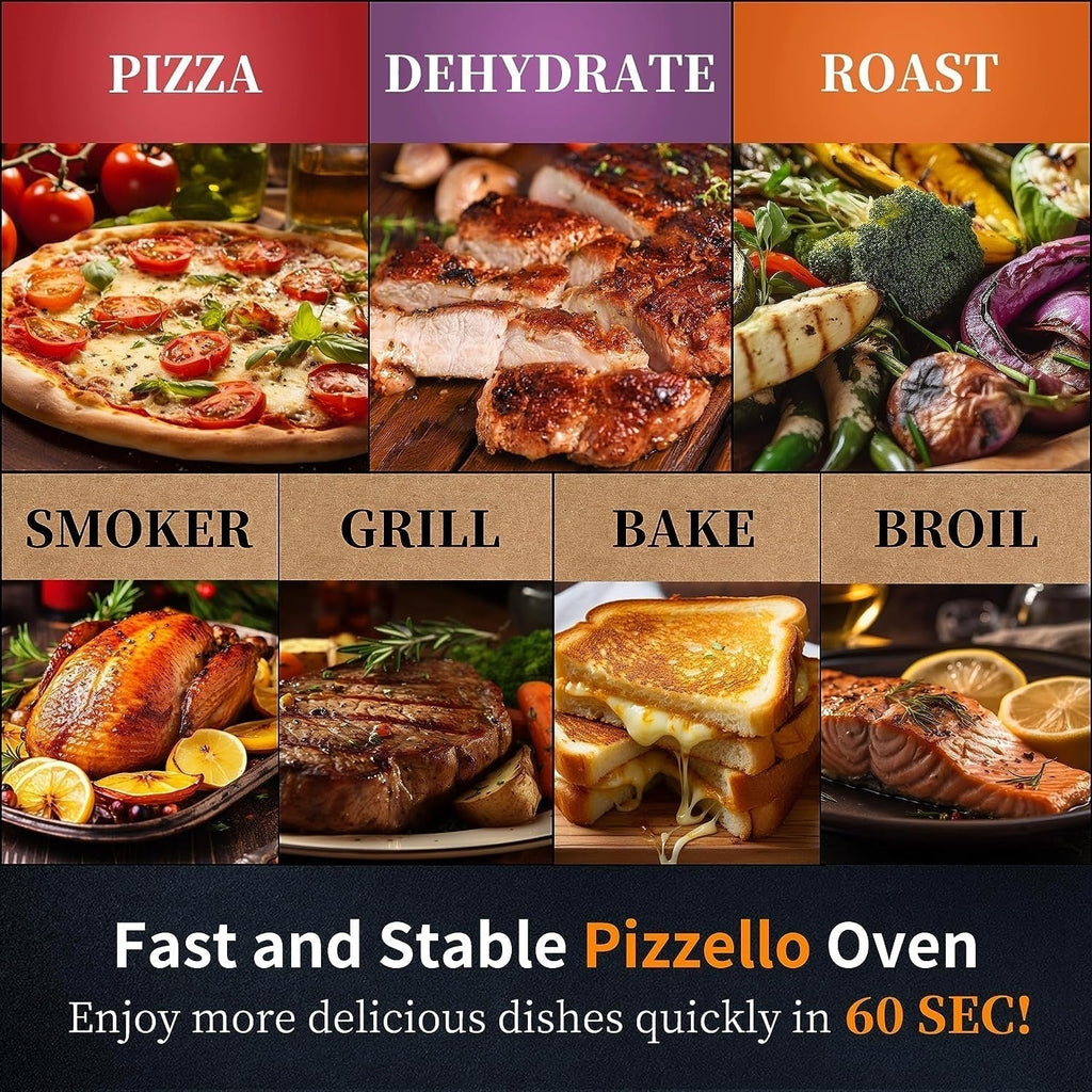 Four à pizza extérieur multicombustible, appareil à pizza cuite sur pierre avec brûleur à gaz et compartiment à bois – 12 pouces