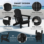 Polytrends Laguna Fade Resistant All Weather Outdoor Patio Folding Adirondack Chair