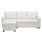 Divano componibile reversibile trasformabile con letto estraibile, chaise longue con contenitore nascosto e gambe resistenti
