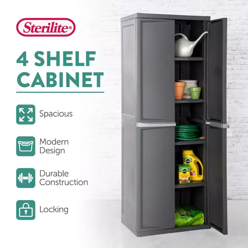 Lot de 2 organiseurs Sterilite pour armoire de rangement de garage, avec 4 étagères réglables, gris