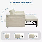 Canapé-lit convertible 55 places avec repose-pieds escamotable et dossier réglable, canapé compact pour petits appartements