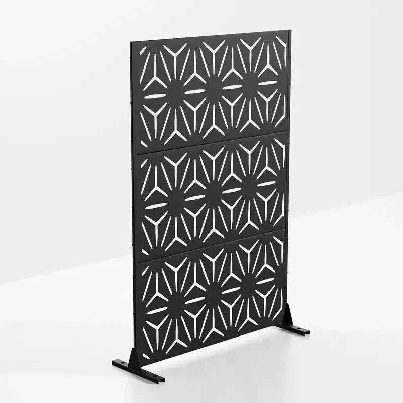 Paravent Star 01 en acier galvanisé noir, 183 x 120 x 40 cm
