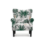 Fauteuil d’appoint moderne Erommy, fauteuil à dossier haut, canapé une place en tissu rembourré avec boutons et pieds en bois pour le salon