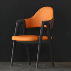 Modern Leather Curved Open Back Arm Dining Chair