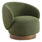 Fauteuil tonneau pivotant rembourré d’appoint Spruce&Spring avec base en bois