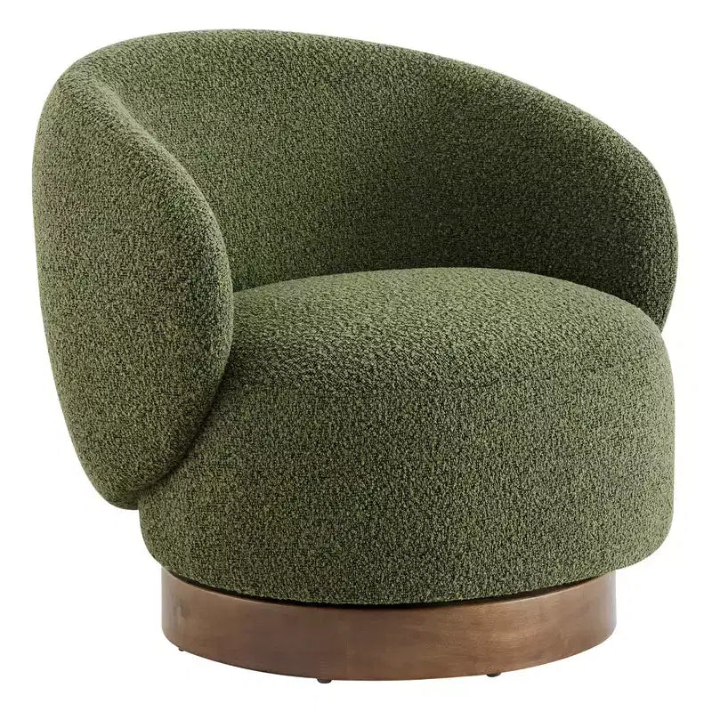 Fauteuil tonneau pivotant rembourré d’appoint Spruce&Spring avec base en bois