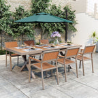 Set da pranzo moderno da esterno da 7 pezzi con sei sedie e un tavolo allungabile per il patio