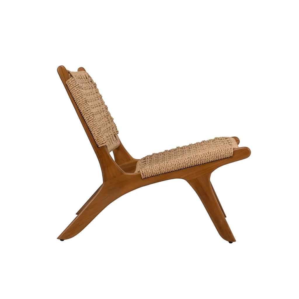 Fauteuil lounge rustique en teck tressé – extérieur