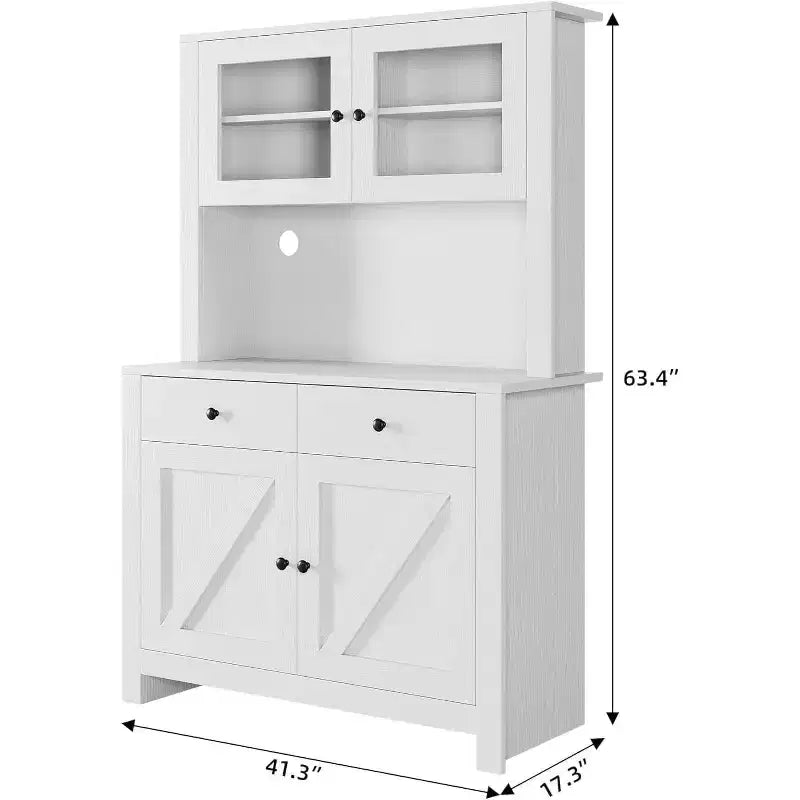 Dispensa da cucina con supporto per microonde, credenza a giorno con buffet e ripiani regolabili, per cucina e sala da pranzo