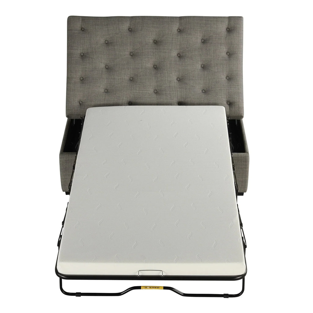 Canapé-lit pliant, pouf de 49,6 pouces avec canapé-lit pliant, pouf convertible faisant office de lit avec matelas à mémoire de forme et design capitonné
