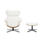 Fauteuil inclinable Jovan 31,5 en cuir véritable avec pouf