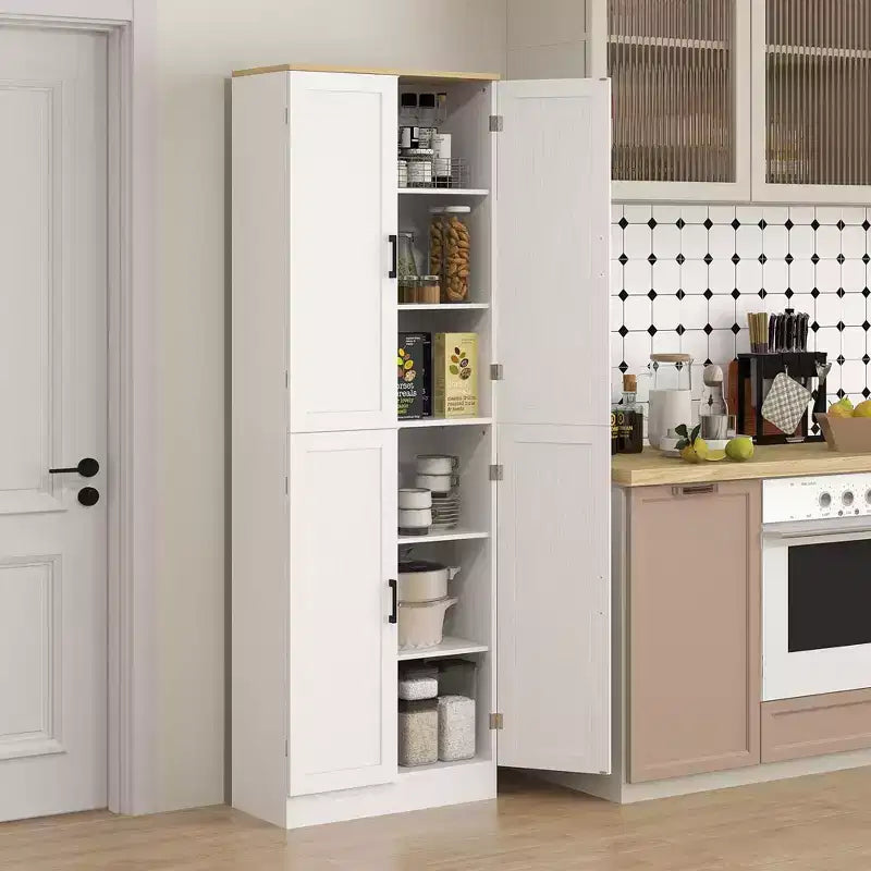 Dispensa da cucina indipendente HOMCOM 67, mobile contenitore a 4 ante con ripiani e ante regolabili