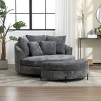 Fauteuil tonneau moderne rond avec 5 coussins et pouf en option