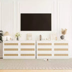 Cassettiera in rattan per camera da letto con 6 cassetti, cassettiera larga moderna in stile rustico da 47 pollici, mobile contenitore in legno per organizzare armadio, soggiorno e corridoio