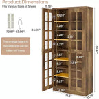 Meuble à chaussures haut Lantine avec portes, rangement à chaussures à 8 niveaux avec étagères réglables, meuble à chaussures moderne pour entrée, placard ou salon, blanc