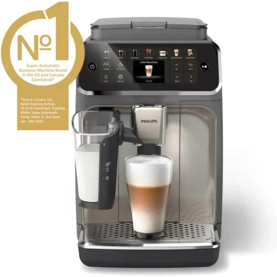 Macchina da caffè espresso premium, 12 caffè caldi/freddi, sistema LatteGo, macinacaffè in ceramica, nero cromato