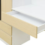 Armoire 3-en-1 avec coiffeuse, ensemble bureau, armoire de chambre avec 2 tiroirs, 3 portes et espace de rangement