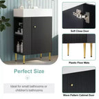 21.6 white Bathroom vanity, Combo Cabinet, Bathroom Storage Cabinet, Single Ceramic Sink, Left side storage