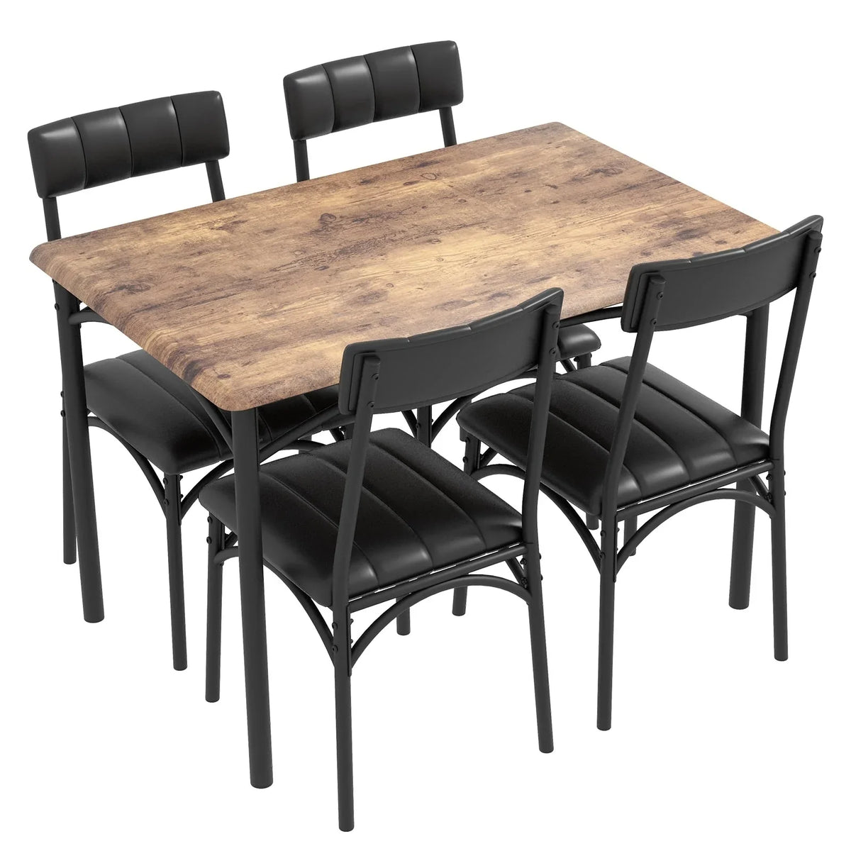 Set da pranzo rettangolare per 4 persone con sedie imbottite