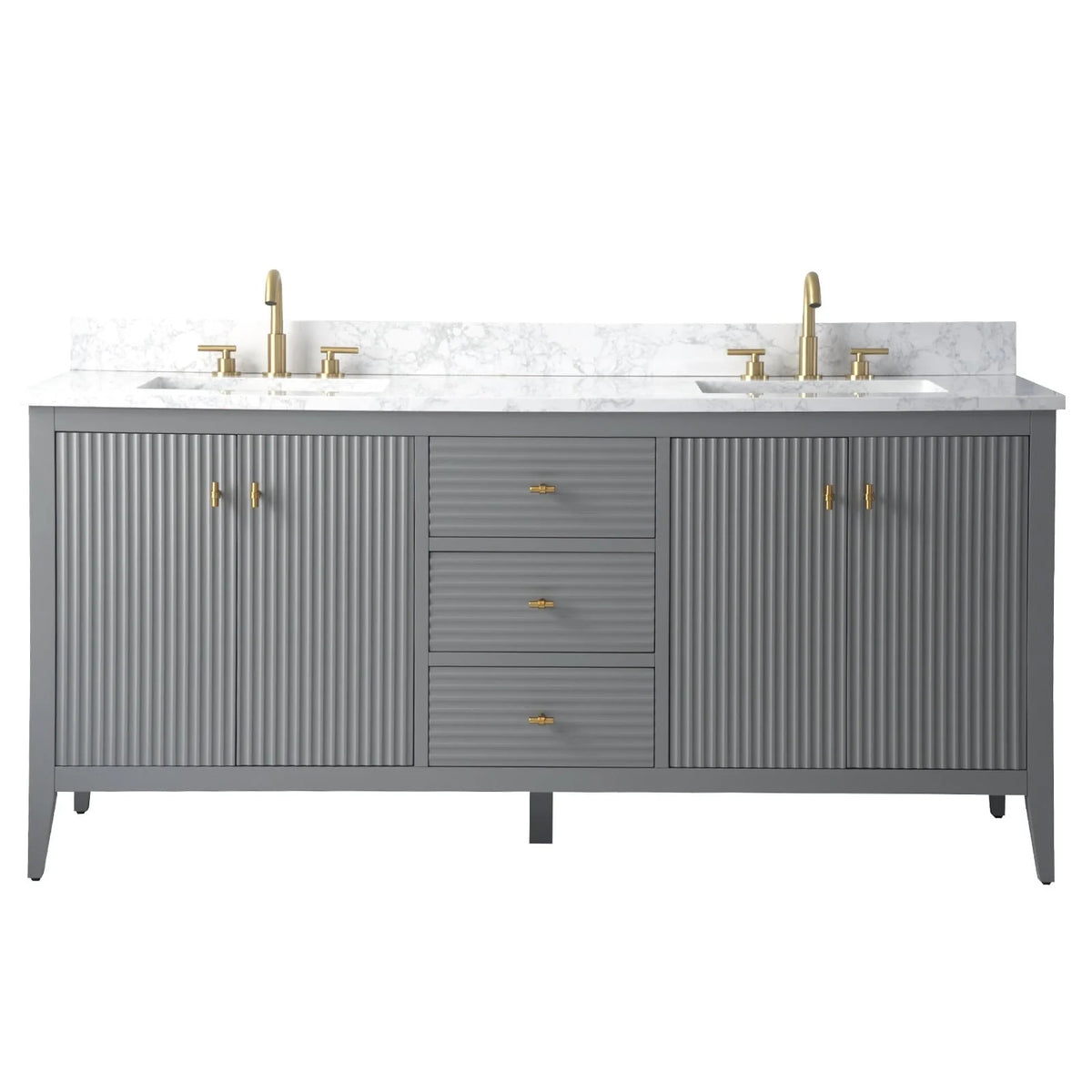 Meuble-lavabo Vanity Art 72 à double vasque avec plateau en marbre reconstitué